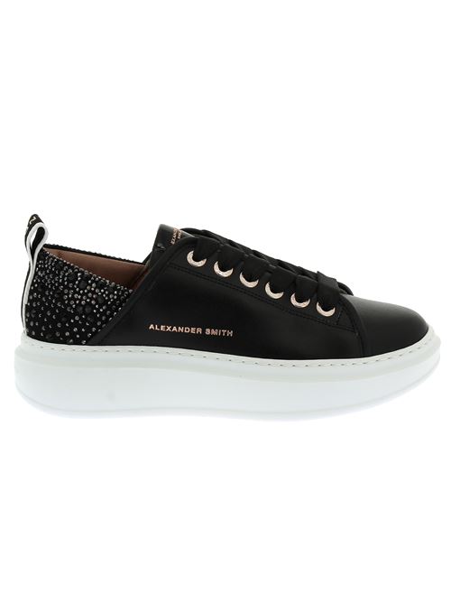 Wembley Woman sneakers da donna in pelle nera e strass ALEXANDER SMITH | WYW0506BLK